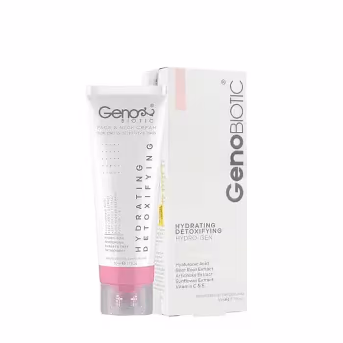 کرم رطوبت رسان و دتوکسیفای کننده صورت و گردن ژنوبایوتیک پوست خشک و حساس