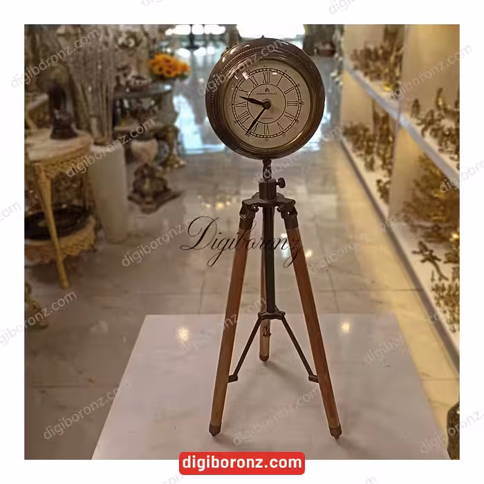 ساعت برنجی برنزی پایه دار کنارسالنی هندی