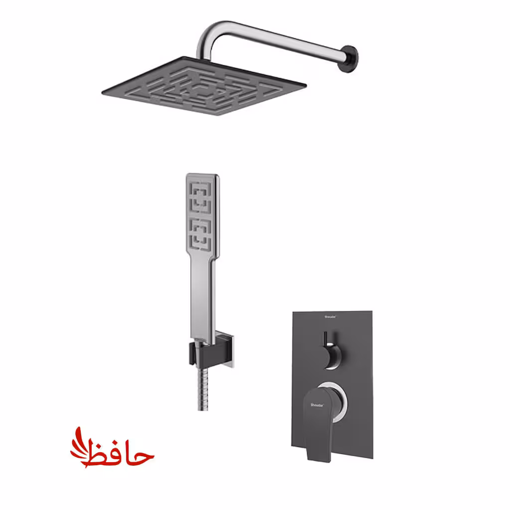 شیر حمام توکار شودر مدل رومر پلاس مشکی کروم تیپ 3 BRASS