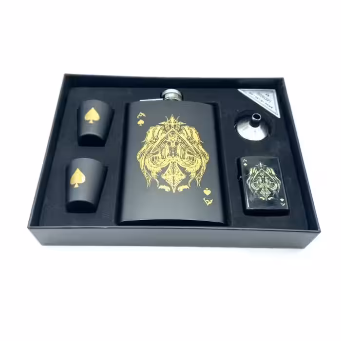 ست قمقمه جیبی دو شات 270cc فندک مدل آس پیک کد a530400