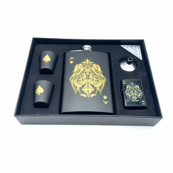 ست قمقمه جیبی دو شات 270cc فندک مدل آس پیک کد a530400