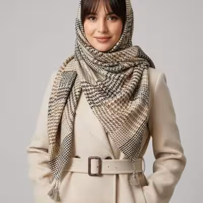 روسری نخی پاییزه اورجینال وارداتی طرح پیچازی