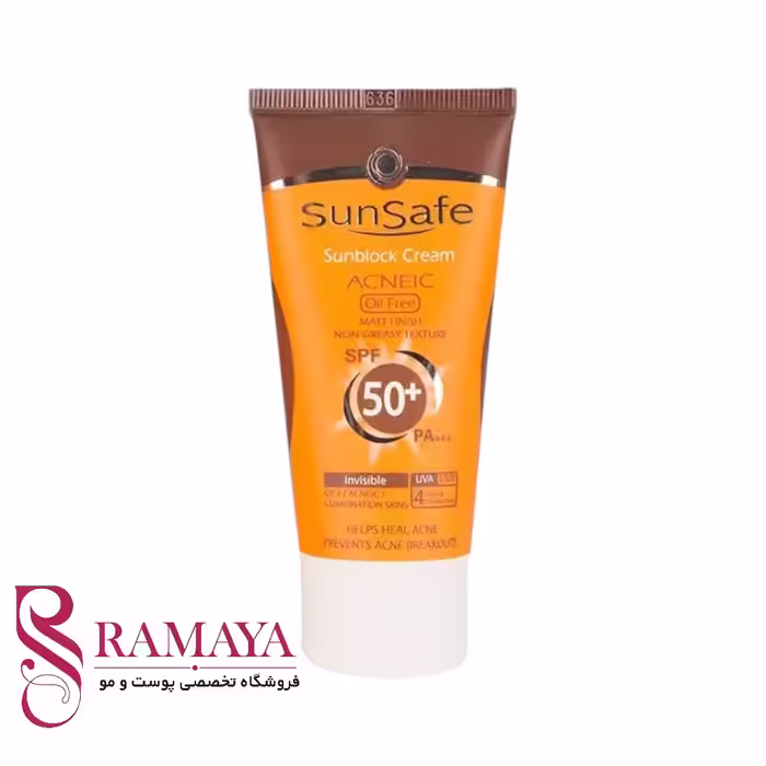 کرم ضد آفتاب بدون رنگ spf50 سان سیف مناسب پوست چرب و آکنه