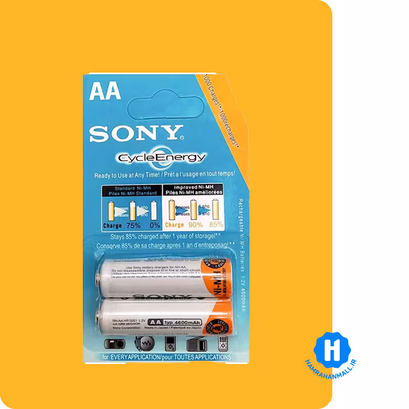 باتری قلمی قابل شارژ سونی مدل NH-AA بسته دو عددی