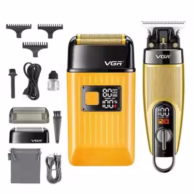 ست ماشین اصلاح صفر زن شیور و خط زن وی جی آر مدل طلایی VGR-975  VGR-357