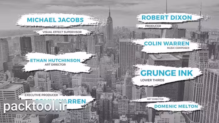 پروژه آماده داوینچی ریزالو مجموعه تایتل جوهری گرانچ Grunge Ink Lower Thirds - پک تول