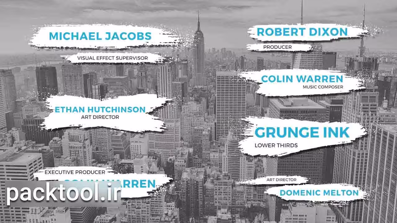 پروژه آماده داوینچی ریزالو مجموعه تایتل جوهری گرانچ Grunge Ink Lower Thirds - پک تول