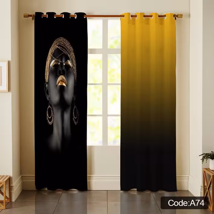 پرده پانچی مخمل چاپی دخترانه کد 74