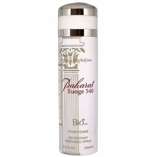 اسپری بدن زنانه بیو استار مدل BAKARAT RUOGE 540 حجم 200 ML