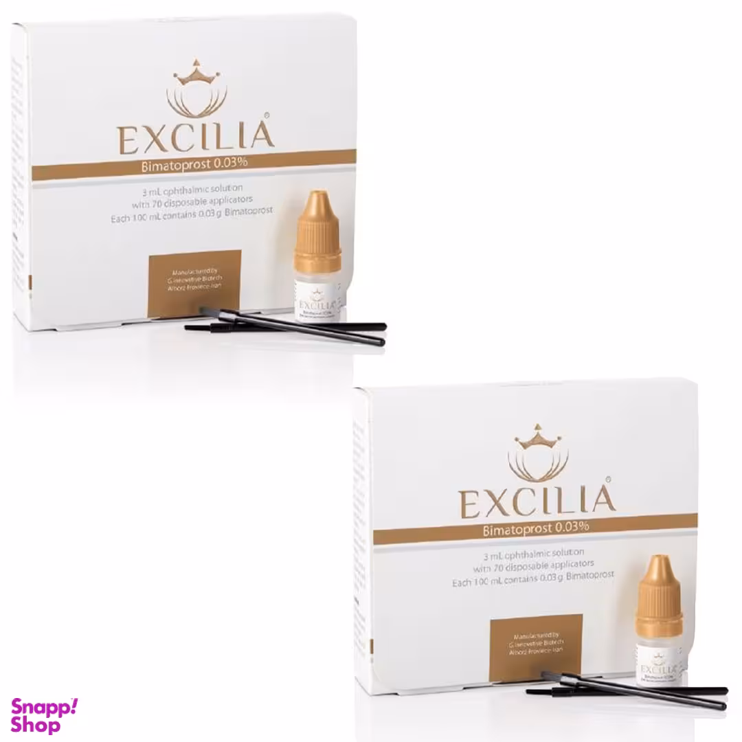 محلول تقویت کننده مژه اکسیلیا مدل Bimatoprost 0.03% حجم 3 میلی لیتر  مجموعه 2 عددی با مجموع 60 عدد اپلیکاتور