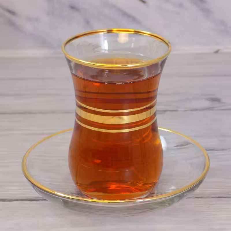 استکان و نعلبکی ترک سه خط طلا