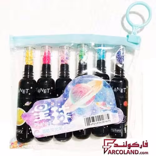 ماژیک هایلایت طرح کهکشانی بسته 6 رنگ کد DL-2028A | علامت گذار