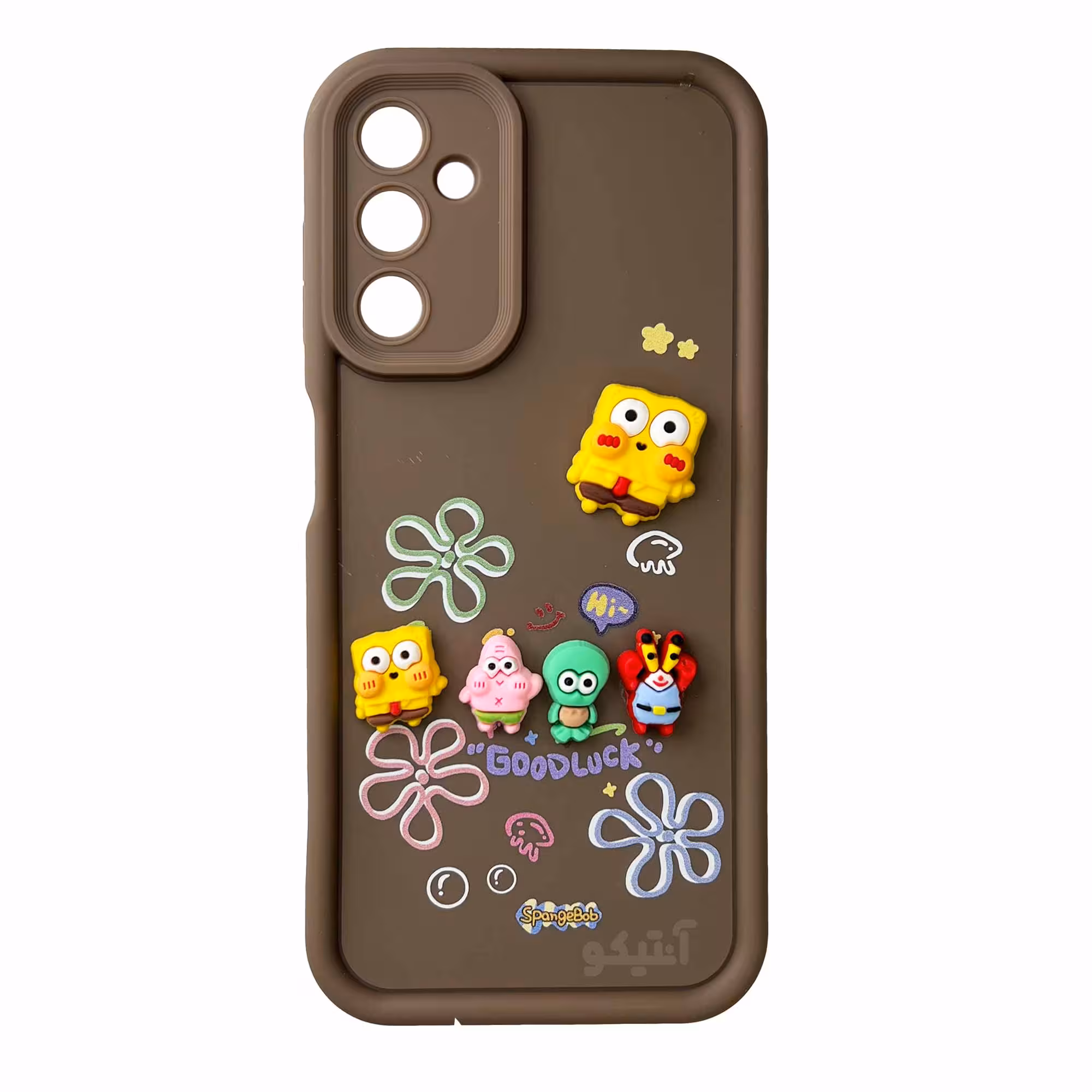 قاب Solid عروسکی طرح خانواده باب اسفنجی مناسب برای Samsung A25-قهوه ای