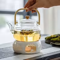 قوری پیرکس دسته چوبی