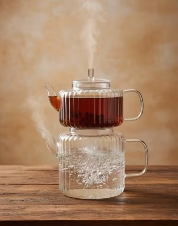 ست کتری قوری پیرکس شیار دار صافی پیرکس دو درب برند ناتالیNATALY در سه رنگ(شهرستان(تیپاکس)-تهران(پیک))