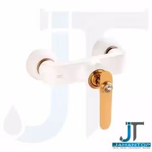 شیر توالت اهرمی سفید طلایی آریانا (مدل ونیز)