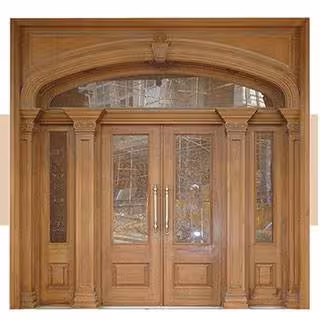 درب ورودی لابی تمام چوب شیشه دو جداره کد 3077