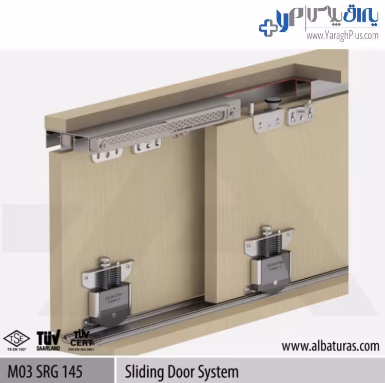 مکانیزم دو درب کمد ریلی 60 کیلویی توکار آرام بند آلباتور