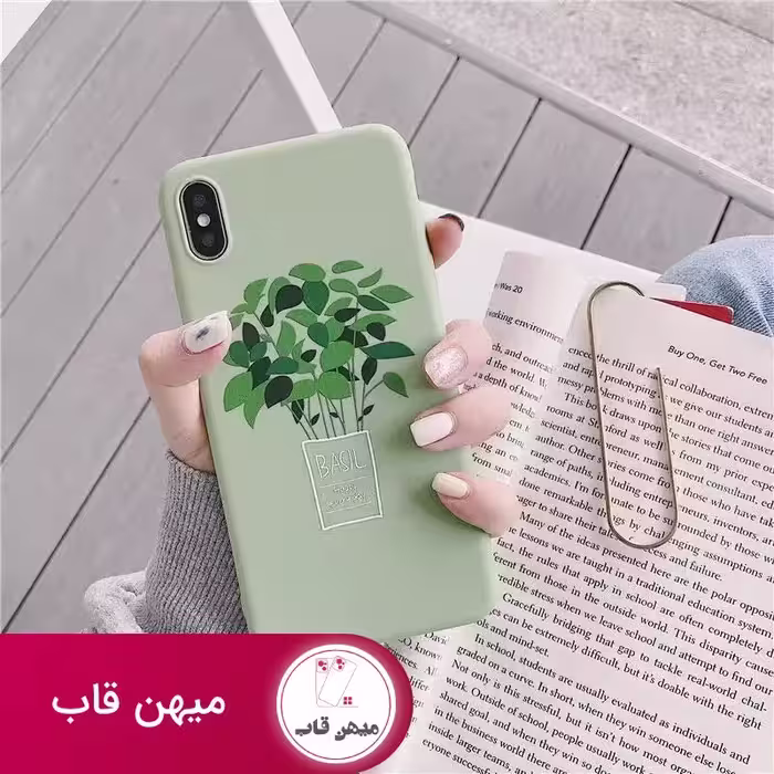 قاب موبایل آیفون گل ریحون سبز - کد (99857)