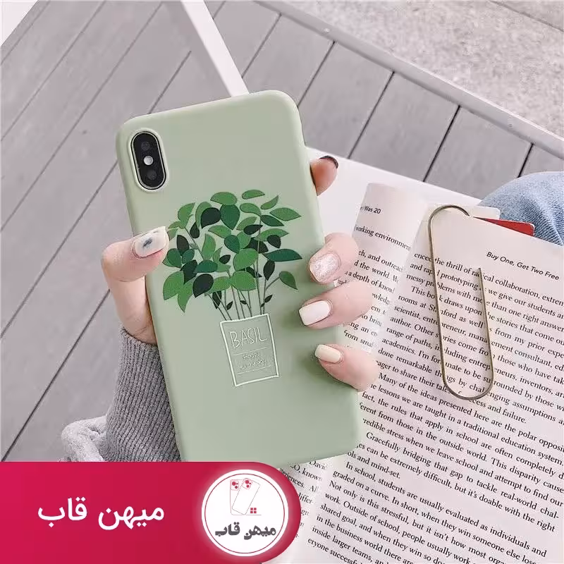 قاب موبایل آیفون گل ریحون سبز - کد (99857)