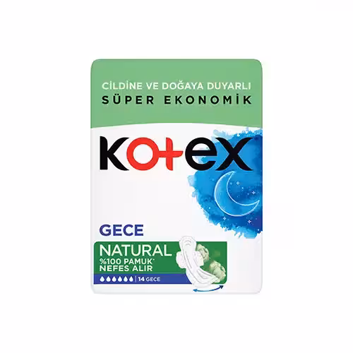 نوار بهداشتی کوتکس Kotex شب مدل Natural بسته 14 عددی