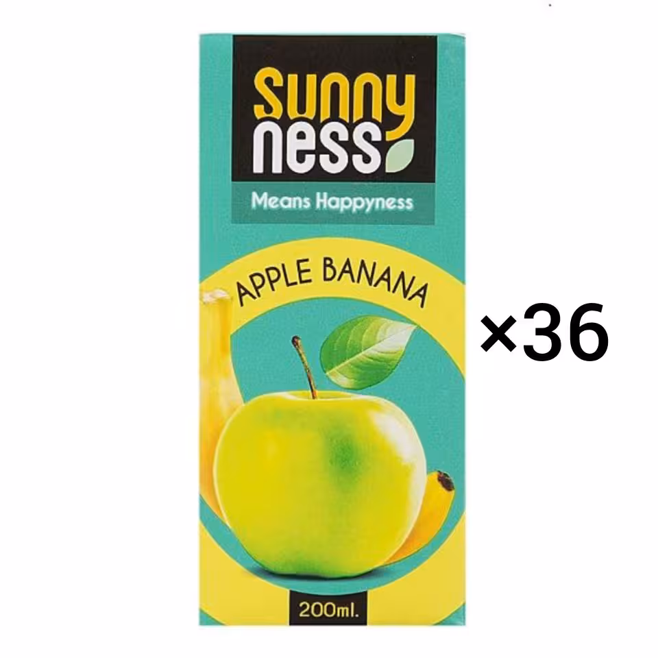 آبمیوه سانی نس با طعم سیب موز باکس 36 عددی sunnyness