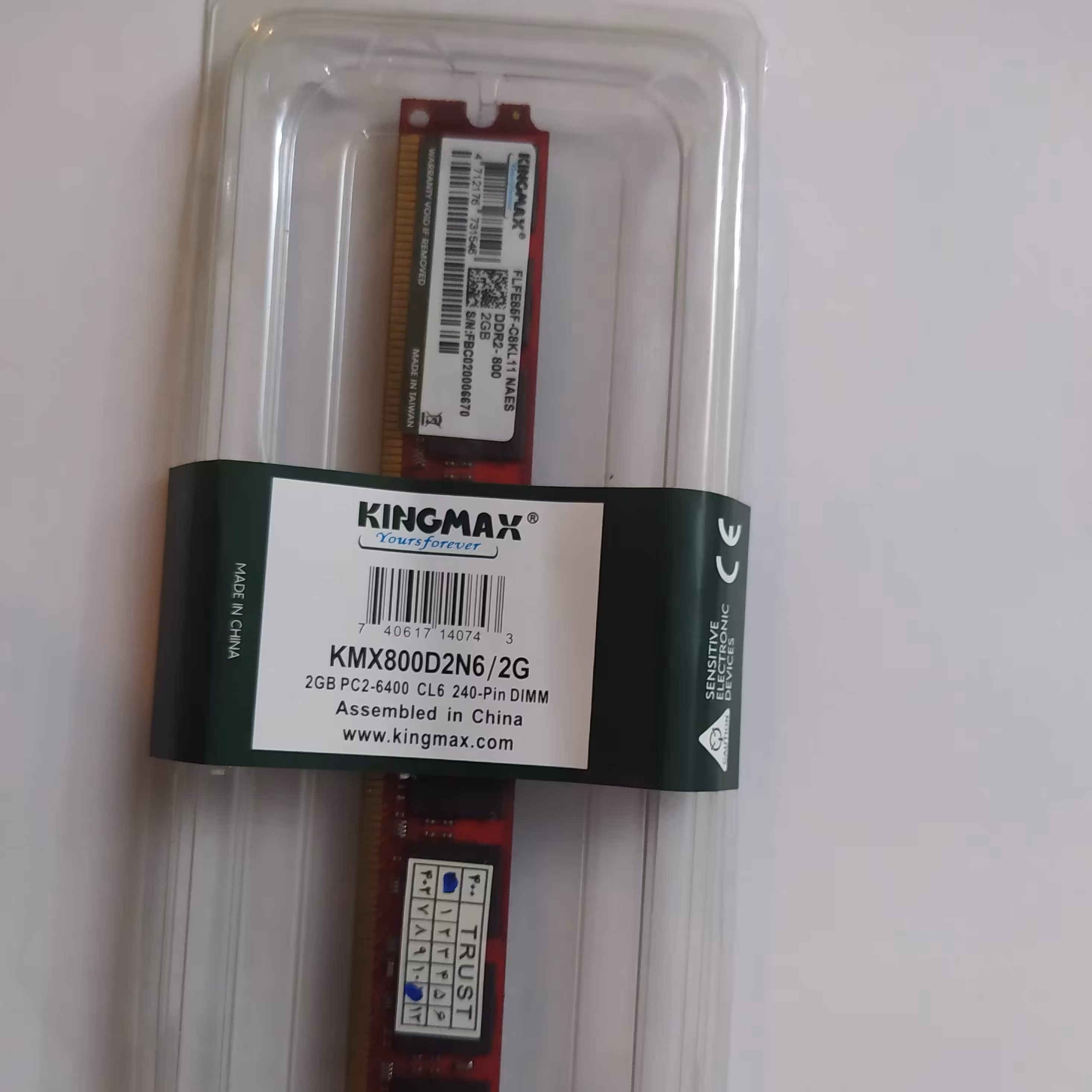 رم دسکتاپ DDR2 تک کاناله 800 مگاهرتز CL6 کینگ مکس مدل  ظرفیت 2 گیگابایت