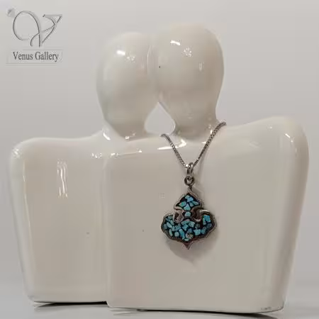 گردنبند نقره زنانه فیروزه کوب سنگ فیروزه اصل نیشابور کد 4913