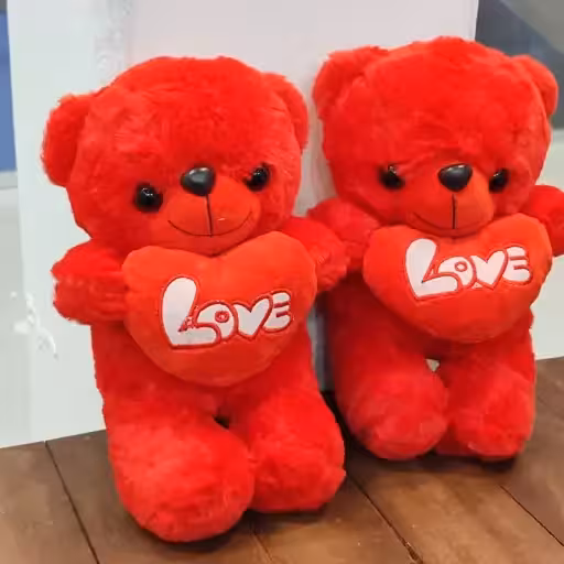 عروسک خرس قرمز قلب به دست پولیشی خارجی
