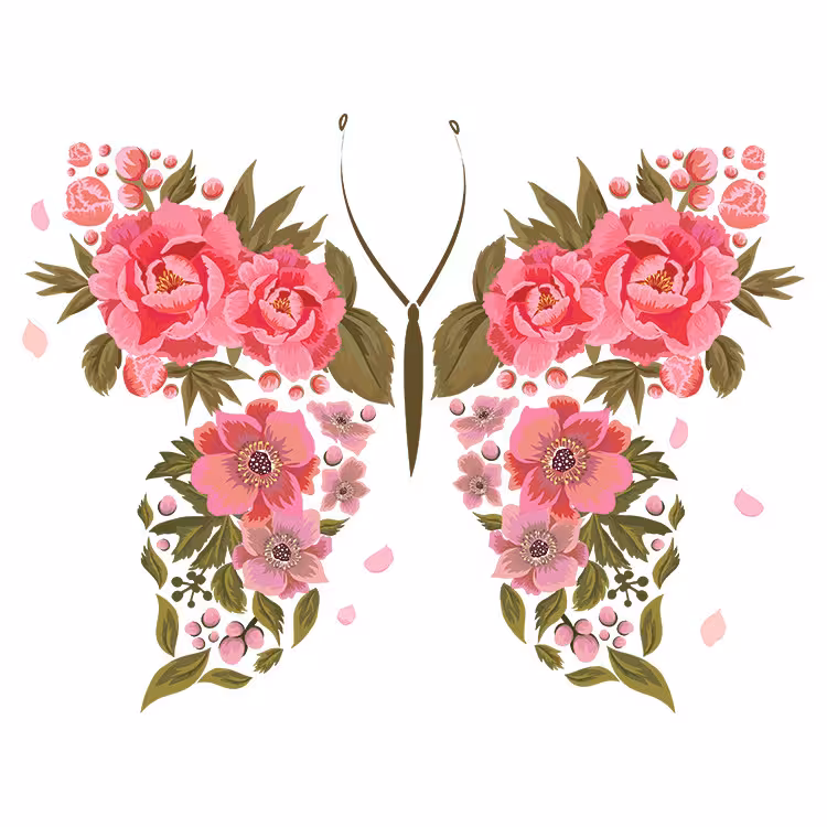 استیکر پارچه و لباس مدل دی تی اف طرح پروانه گل کد H20.153 مجموعه 3 عددی