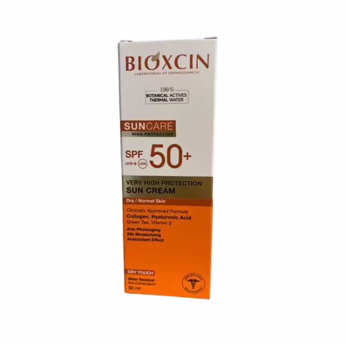 کرم ضد آفتاب بی رنگ بیوکسین SPF50 مناسب پوست های خشک حجم50 میل
