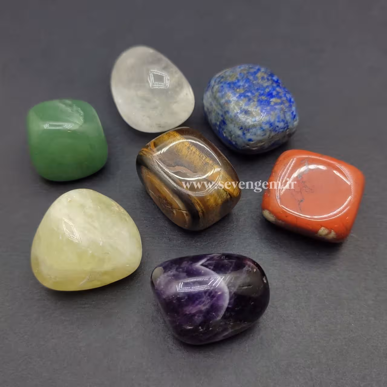 پک 115 گرمی تامبل سنگهای هفت چاکرا (کد127)