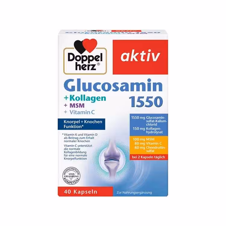 کپسول گلوکوزامین 1550 و کلاژن دوپل هرز 40 عددی اصل | Doppelherz Glucosamin 1550