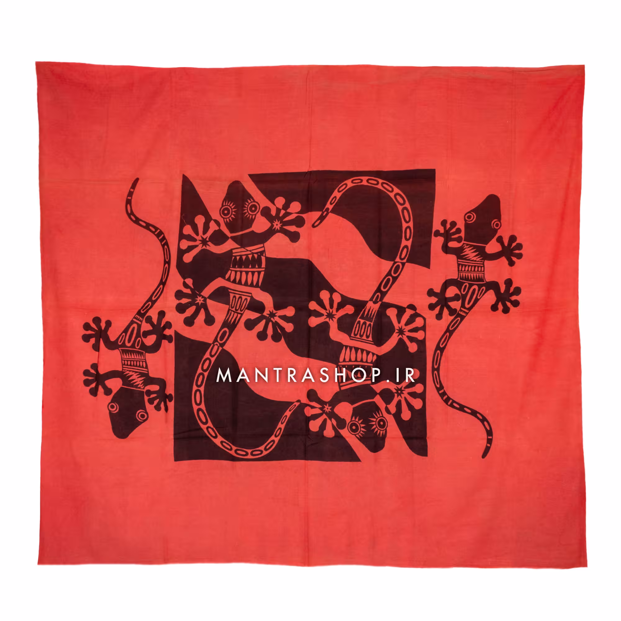 بکدراپ تپستری هندی دستباف اصل (Handloom Cotton) طرح آفتاب پرست قرمز کد 277