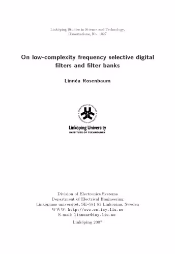 خرید و دانلود نسخه کامل کتاب On low-complexity frequency selective digital filters and filter banks