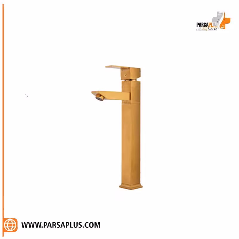 شیر روشویی پایه بلند دوان مدل زنوز طلایی مات