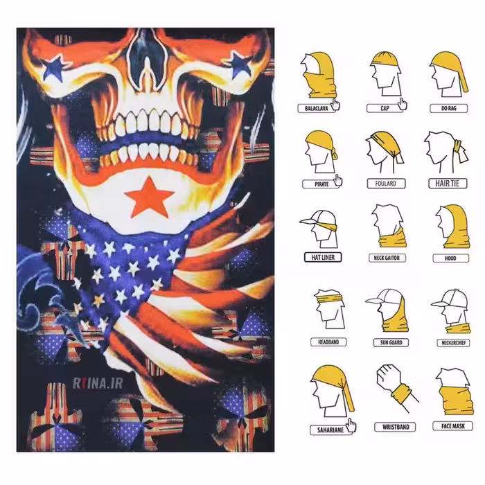 دستمال سر و گردن چند کاره دخترانه و پسرانه طرح اسکلت F6