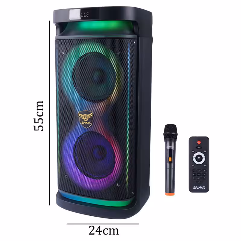 اسپیکر چمدانی بی سیم قابل حمل اپی مکس مدل EPIMAX-776 همراه با میکروفون و ریموت کنترل