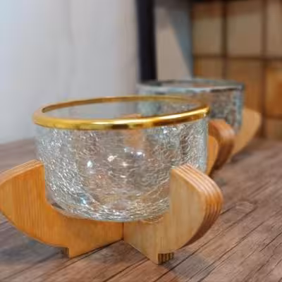 پیاله آبگز با استند چوبی