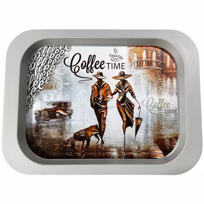 سینی طرح زن و مرد رنگ طوسی