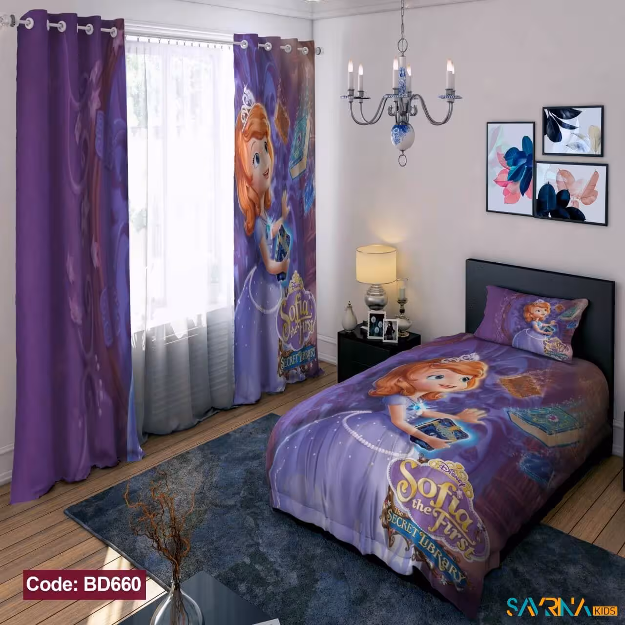 ست اتاق خواب دخترانه طرح سوفیا کد BD660