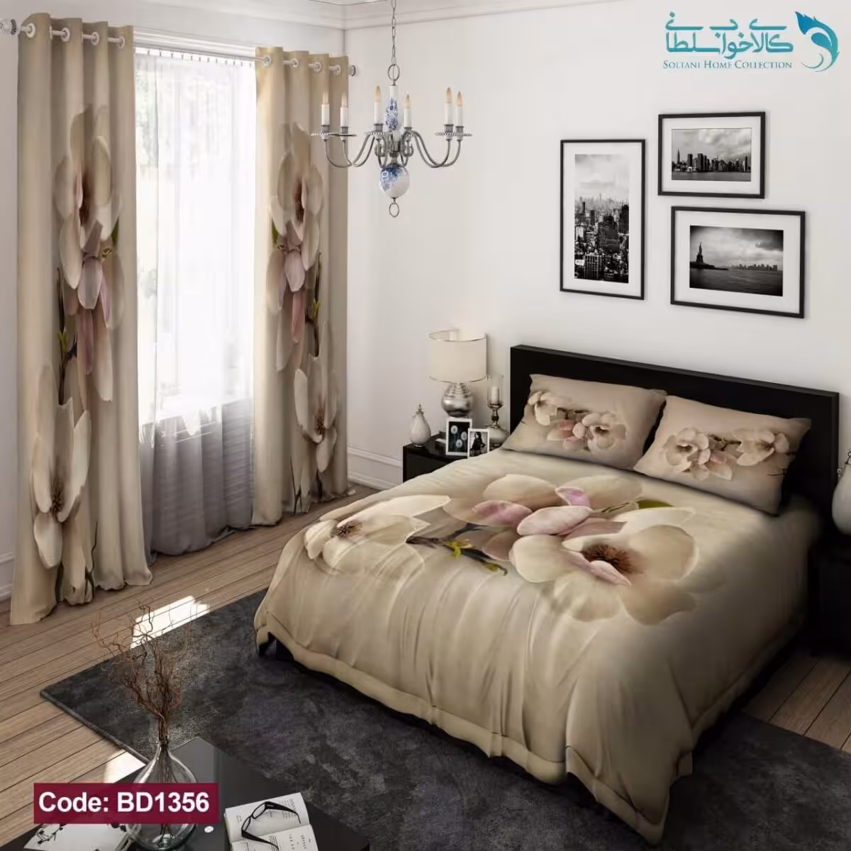 روتختی طرح گل رز رویایی دونفره کد BD1356