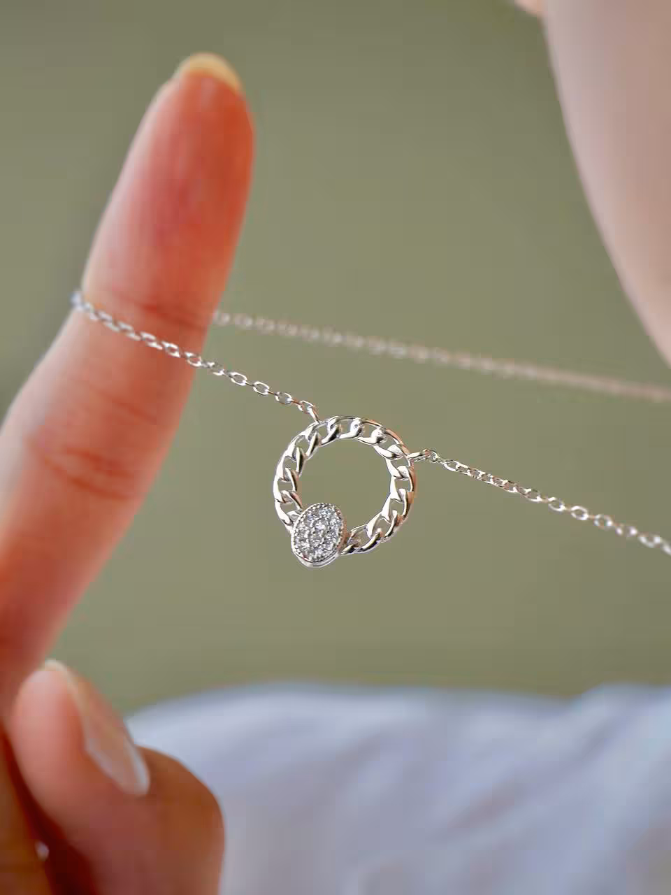 گردنبند وارداتی ونکلیف جواهری نقره کد 20639