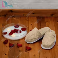 دمپایی حوله ای طرح کرالیچ رنگ کرم تیره