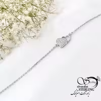 دستبند نقره قلب دوتایی عیار925 کد 20372