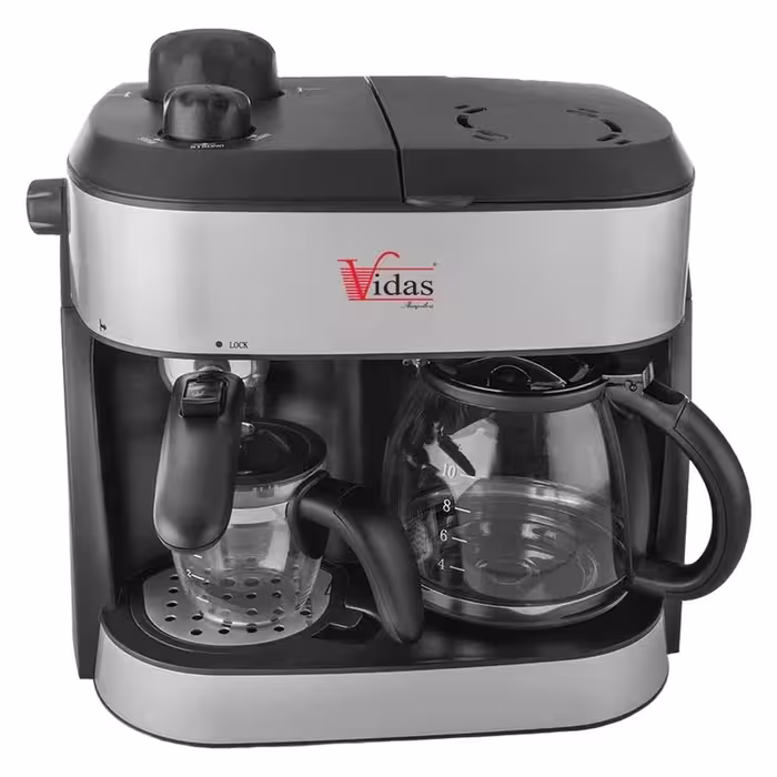 دستگاه اسپرسوساز ویداس (VIDAS) مدل VIR-2352، حجم 1200 میلی‌لیتر، مناسب پودر قهوه، دارای 1 نازل قهوه و سینی چکه‌گیر