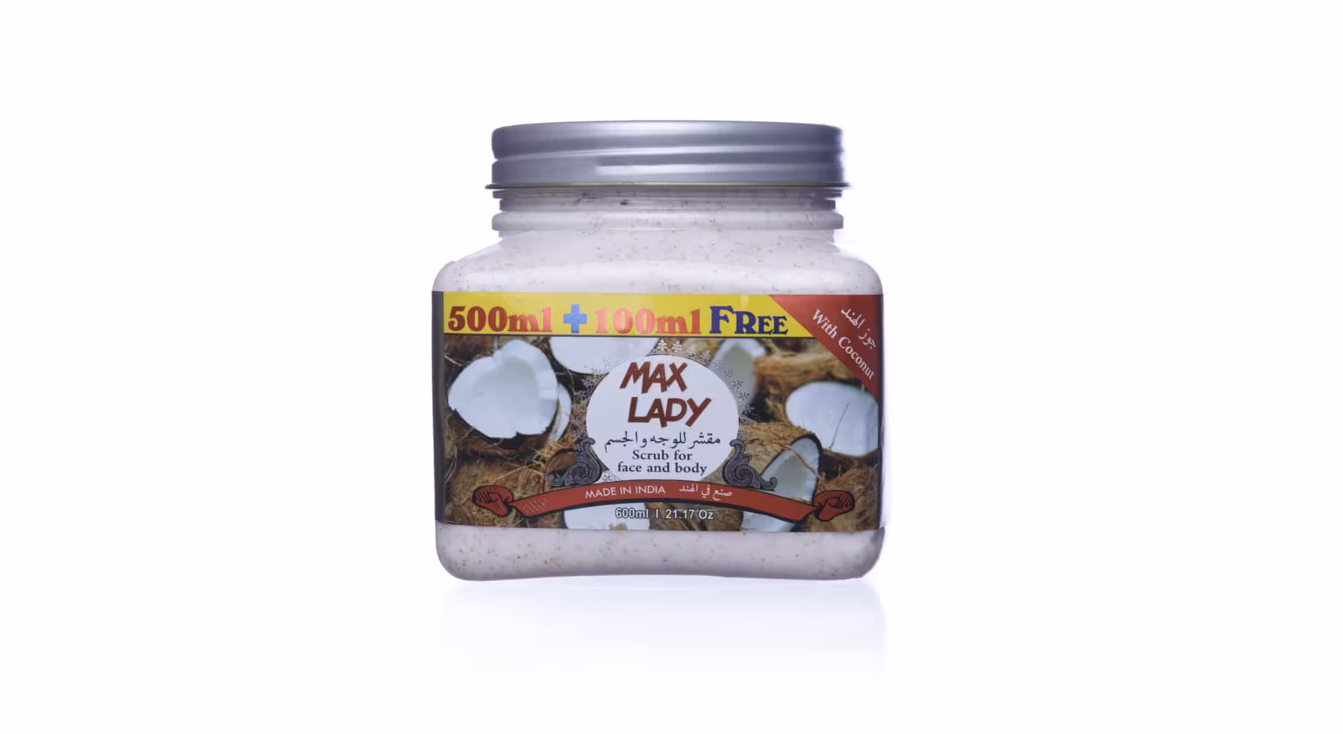 اسکراب شنی صورت و بدن نارگیل مکس لیدی 600ml