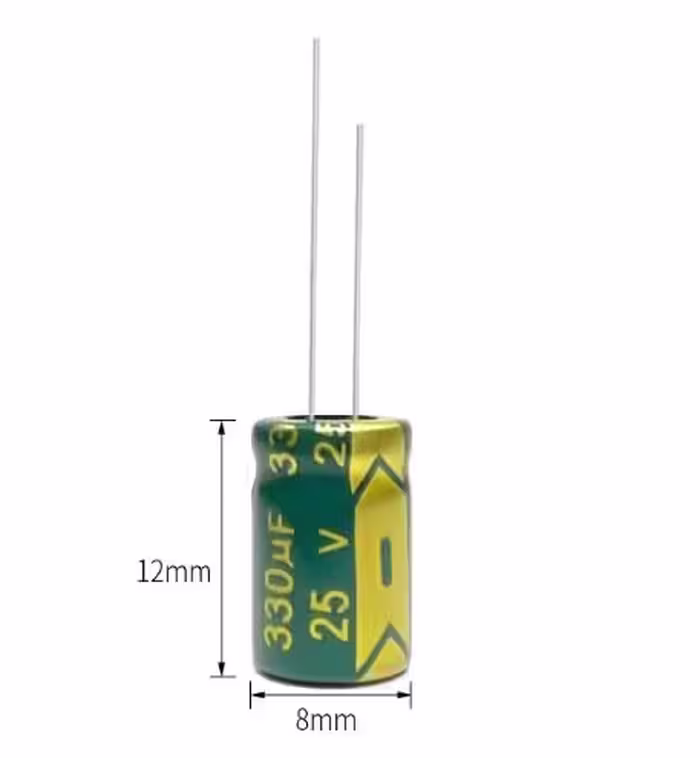 خازن الکترولیتی 330uF/25V سبز JWCO