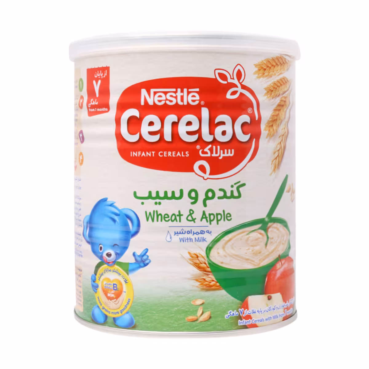 سرلاک گندم و سیب به همراه شیر نستله مناسب کودکان از پایان 7 ماهگی 400 گرم- Nestle Wheat And Apple With Milk Cerelac From 7 Months 400 g