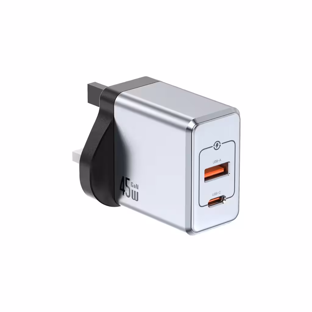 شارژر دیواری گرین لاین Green Lion GNGAN45WUK GaN Premium UK Plug Wall Charger 45W